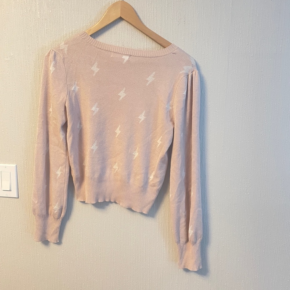 Pink Sweater with Lightning Bolt pattern